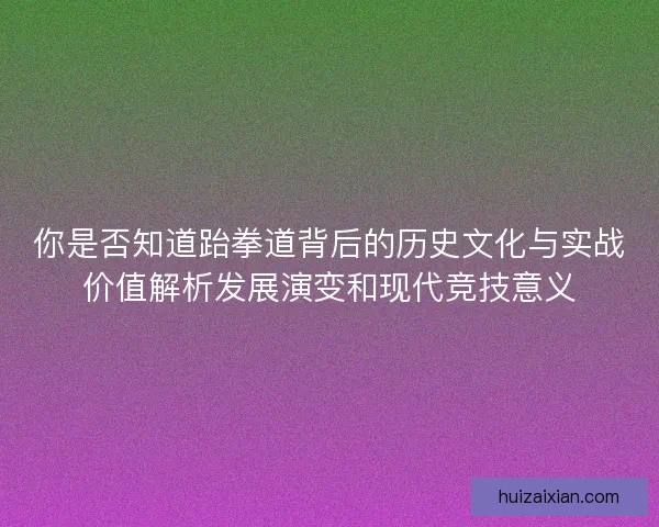 你是否知道跆拳道背后的历史文化与实战价值解析发展演变和现代竞技意义